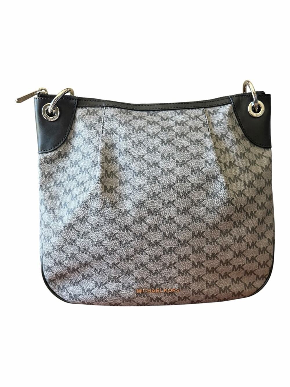 Michael Kors Jet Set Large Convertible Shoulder Crossbody MK Signature Black